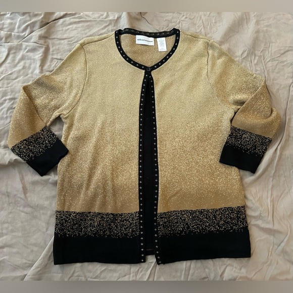 Alfred Dunner Gold and Black Cardigan Sweater with a built in black shirt - Picture 5 of 5